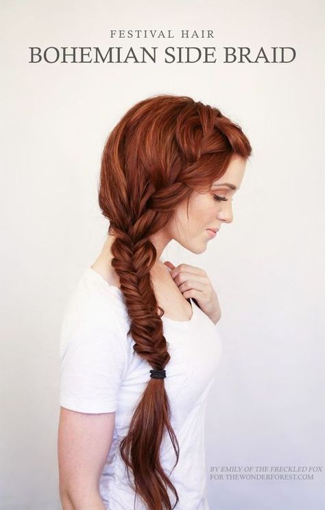 Bohemian Braids Tutorial, Bohemian Side Braid, Festival Hair Tutorial, Braids Tutorial, Side Braid Hairstyles, Bohemian Braids, Bohemian Hairstyles, Cool Braid Hairstyles, Festival Hair