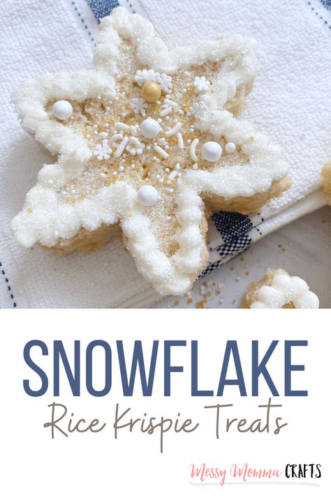 There's a couple months of in-between New Year's and Valentine's Day that are snowy and cold and require a blanket, movies, and these Snowflake Rice Krispie Treats. Whip up a batch for your family for an easy homemade snack or dessert this winter. #IdeasForTheHome #Kenarry New Years Rice Krispie Treats, Snowflake Rice Krispie Treats, Snowflake Desserts, Easy Winter Dessert, Rice Krispie Treats Easy, Winter Party Foods, Winter Desserts Easy, Homemade Rice Krispies, Krispie Treats Christmas