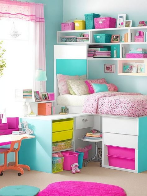 Cute teenage girl bedroom showcasing organization and functionality with stylish storage solutions Organized Bedroom, Tattoo Modern, Modern Home Design, Bedroom Design Ideas, Girl Bedroom Designs, Stylish Storage Solutions, Multifunctional Furniture, Functional Furniture