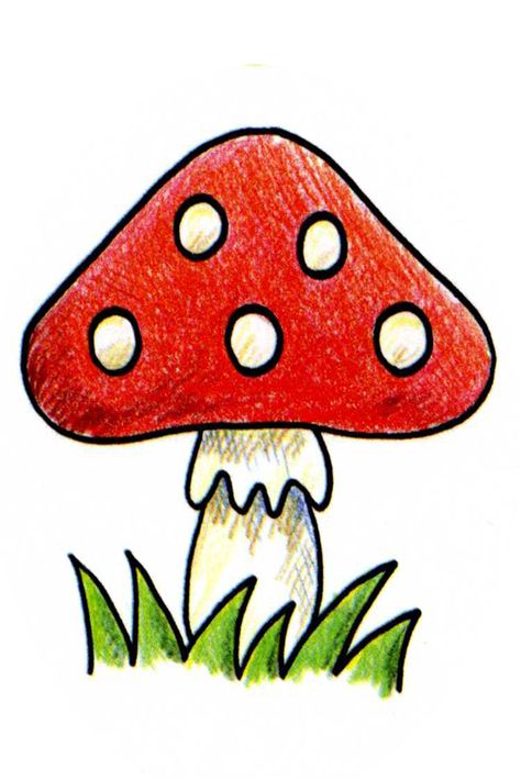 mushroom Small Mushroom Drawing, Toadstool Drawing, Mushroom Drawing Simple, Cute Mushroom Drawing, Menu Designs, Mushroom Drawing, Drawing Simple, Learn Embroidery, Simple Colors