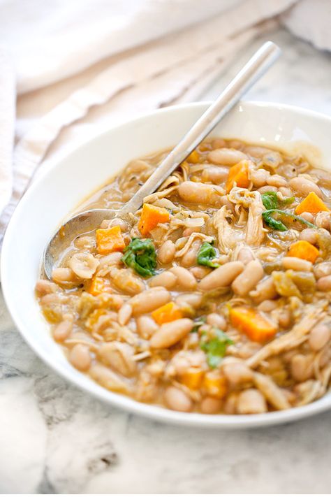 White Bean and Pumpkin Pork Chili | foodiecrush.com Pork Chili Recipe, Pumpkin Board, White Chili Recipe, Pumpkin Chicken, Pumpkin Recipes Dinner, Canned Pumpkin Recipes, Pork Chili, Food Combinations, Pork Soup