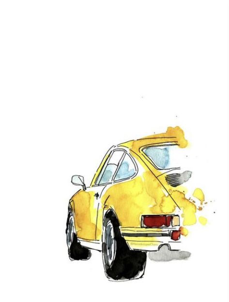 Yellow Porsche, Porsche Wall Art, Porsche Art, Automotive Artwork, Abstract Art Painting Diy, Art Painting Gallery, Art Prints Online, Watercolor Art Lessons, Car Drawings