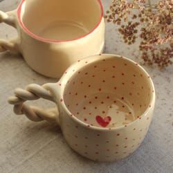 Heart Coffee Cup, Handmade Pottery Mugs, Mug Clay, Ceramic Cafe, Clay Heart, Heart Coffee, Heart Prints, Heart Mug, Handmade Cups