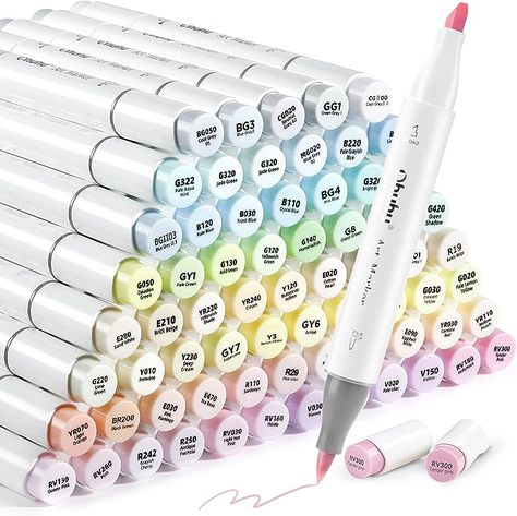 Art Alcohol Markers, Pastel Markers, Coloring Illustration, Stationery Obsession, Ohuhu Markers, Adults Coloring, Calligraphy Drawing, Makeup Accesories, Brush Markers