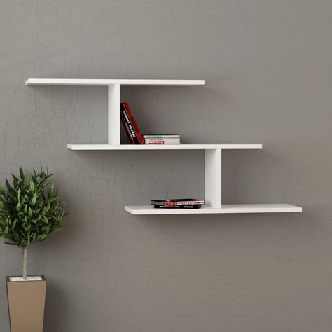 Contemporary Wall Shelf, White Wall Shelves, Wall Shelving Units, Modern Wall Shelf, Regal Design, Wall Shelves Design, Modern Bookcase, Modern Shelving, Estantes Flotantes