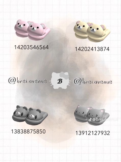 Shoe Roblox Code, Roblox Sandals Codes, Bloxburg Slippers Codes, Roblox Shoes Codes, Roblox Shoes, Sleep Outfit, Flamingo Birthday Invitations, Zepeto Looks Ideas, Bloxburg Decals Codes Aesthetic