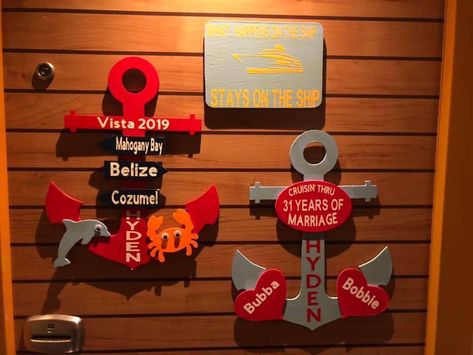 Cabin Door Ideas, Cruise Doors, Cabin Door Decorations, Carnival Glory, Door Decor Ideas, Disney Fantasy Cruise, Ship Ideas, Cabin Door, 50 Anniversary