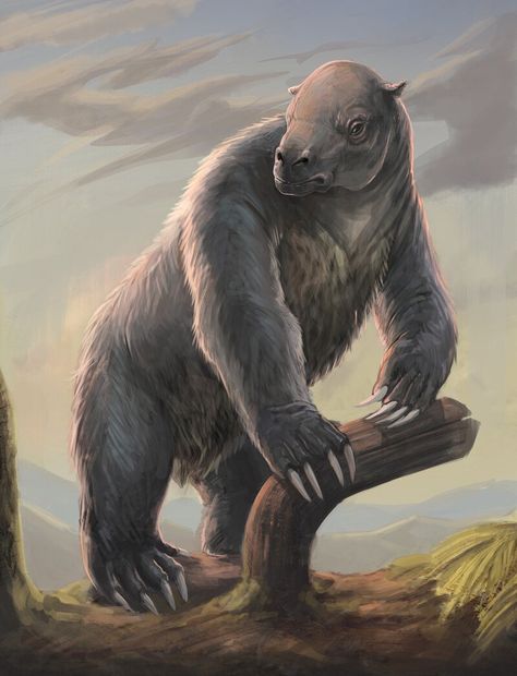 ArtStation - Megatherium, Guillermo Redondo Beast Reference, Ground Sloth, Prehistoric Wildlife, Amazing Animal Pictures, Ancient Animals, Prehistoric Art, Paleo Art, Wildlife Paintings, Extinct Animals