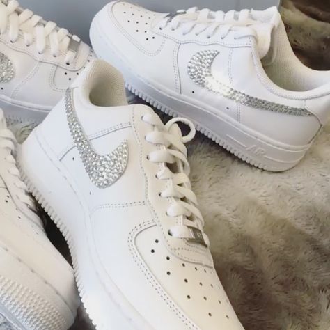 CindersWish’s Instagram profile post: “Our most popular style! We can do the ticks in any colour - and on any trainer , just ask! #nike #customnikes #custom #weddingsneakers…” Sneaker Gift Ideas, Zapatillas Nike Air Force, Swarovski Nike, Wedding Sneakers, Limited Edition Shoes, Nike Swoosh Logo, Custom Air Force 1, Nike Air Force Ones, Custom Nikes