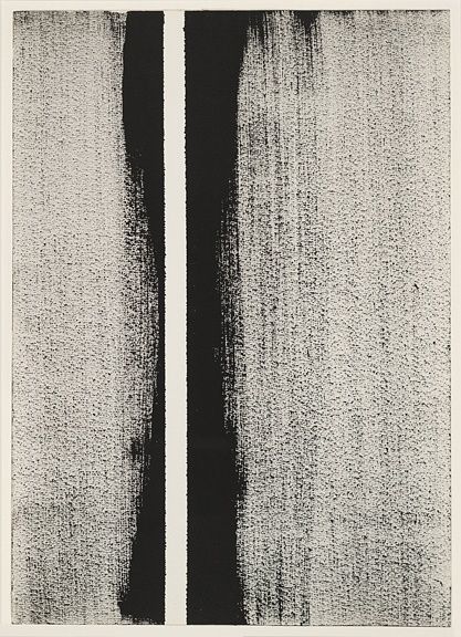 Painterly monochrome stripes by Barnett... - WGSN White Paintings, Tachisme, Barnett Newman, Soyut Sanat Tabloları, Piet Mondrian, Mark Rothko, Colour Field, Sgraffito, Monoprint