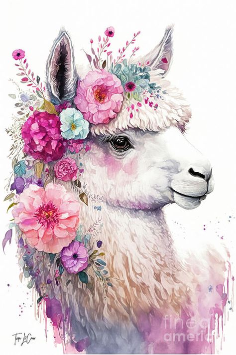 Llama Drawing, Llama Pictures, Llama Painting, Watercolor Bird Tattoo, Llama Art, Llama Arts, Baby Animal Drawings, Funny Llama, Watercolor Art Paintings