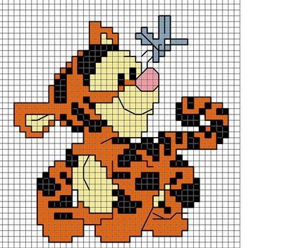 baby tigger cross stitch Disney Cross Stitch Patterns, Easy Cross Stitch Patterns, Cross Stitch Collection, Snoopy Pictures, Disney Cross Stitch, Baby Cross, Cross Stitch Baby, Cross Stitch Animals, Simple Cross Stitch