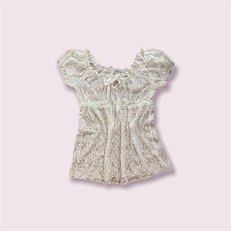 y2k coquette milkmaid lace top <3 see through, i... - Depop Milk Maid, Milkmaid Top, Women White Blouse, Y2k Coquette, U Can, Skirt Leather, Sweater Skirt, Sweatshirt Shirt, Casual Skirts