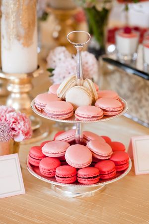 Pink Macarons | photography by http://www.ashleybartoletti.com Tea Party Desserts, Pink Macarons, Pink Macaroons, English Tea Party, Catering Buffet, Afternoon Tea Parties, Tea Party Birthday, Tiered Trays, Party Desserts