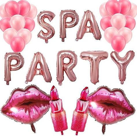 Girls Spa Day, Spa Party Decorations, Kids Spa Party, Party Decorations Balloons, Kids Spa, Spa Birthday Parties, Spa Birthday, Round Balloons, Makeup Party