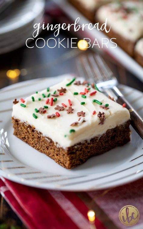 Cookie Bars Christmas, Easy Gingerbread Cake, Gingerbread Bars, Gingerbread Cookie Bars, Cream Cheese Recipes Dessert, Gingerbread Dessert, Dessert Holiday, Gingerbread Recipes, Christmas Bakes