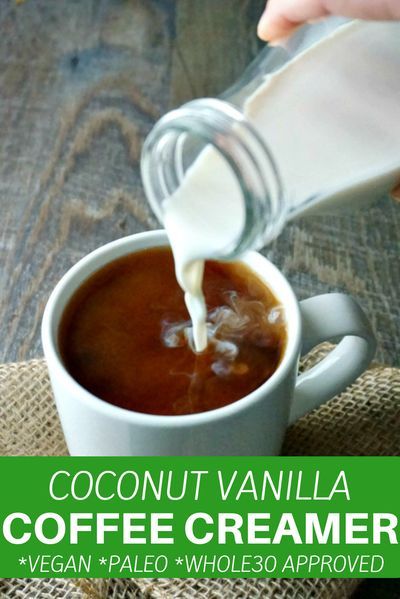 Coconut Vanilla Coffee Creamer: Forget ever having to buy coffee creamer again. 3 ingredients come together to create a rich creamer that is just the right amount of sweet for your morning coffee. Paleo. Gluten-Free. Vegan. #paleo #whole30approved #dairyfree #vegan #coffee via @amindfullmom Coconut Milk Creamer, Vegan Coffee Creamer, Homemade Coffee Creamer Recipe, Diy Coffee Creamer, Dairy Free Coffee Creamer, Vegan Creamer, Dairy Free Creamer, Coconut Milk Coffee, Coconut Creamer