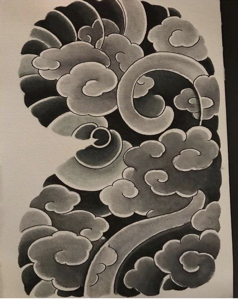 Japan Cloud Tattoo, Japanese Tattoo Background, Japanese Background Tattoo, Raijin Tattoo, Japanese Cloud Tattoo, Queen Tattoo Designs, Cloud Tattoo Design, Thistle Tattoo, Abstract Tattoo Ideas