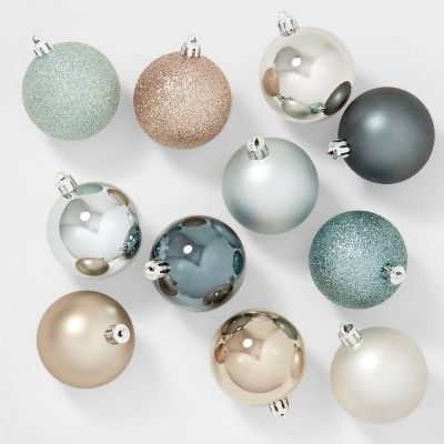 Green Ornaments Christmas Tree Target, Target Themed Christmas Tree, Grey Ornaments Christmas Trees, Christmas Tree Ornament Set, Light Blue Ornaments Christmas Tree, Target Christmas Ornaments, Christmas Ornament Themes, Target Christmas 2023, Christmas 2022 Trends Decoration Colors