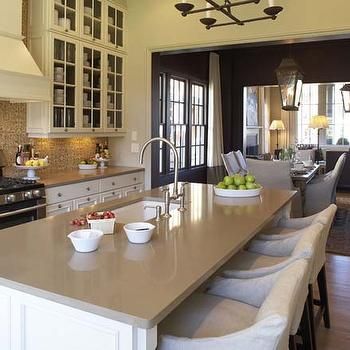 Cream Quartz Countertops - Design, decor, photos, pictures, ideas ... Gray Quartz Countertops, Kohler Kitchen, Outdoor Kitchen Countertops, Countertop Design, Kitchen Gallery, Family Kitchen, Cottage Kitchen, Updated Kitchen, Pictures Ideas