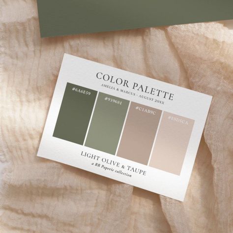 Light Taupe Color Palette, Simple Color Schemes Wedding, Sage Beige Wedding Theme, Olive Green Wedding Scheme, Wedding Taupe Colors, Champagne And Sage Color Palette, Green Beige Wedding Theme, Wedding Color Palette Olive Green, Sage Green And Taupe Wedding Theme