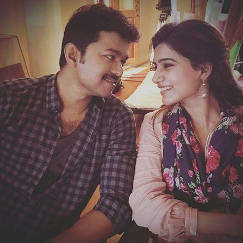 Ilayathalapathy Vijay  Mersal, Samantha Akkineni Vijay Birthday, Samantha Akkineni, Cute Movie Scenes, Samantha Images, Samantha Pics, Vijay Actor, Movie Love Quotes, Love Couple Images, Thalapathy Vijay