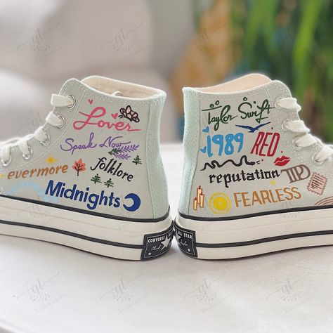 Thank you - Checkout - QT Embroidery Taylor Swift Shoes, Tyler Swift, Converse Boots, Custom Painted Shoes, Taylor Swift Birthday, Nike Converse, High Top Converse, Affirmations For Kids, Taylor Swift Eras Tour