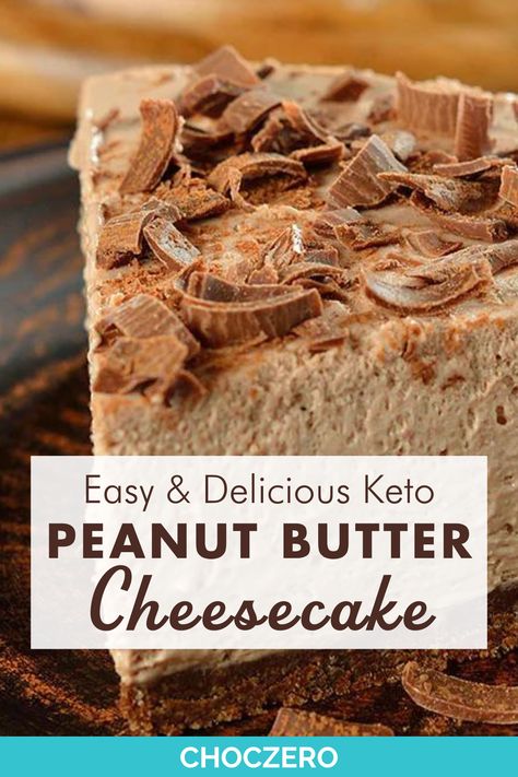 The BEST keto peanut butter cheesecake recipe! This low carb peanut butter cup cheesecake has a delicious almond crust, smooth peanut butter filling, + plenty of sugar free peanut butter cups mixed in. Better than any delivery dessert, this keto friendly cheesecake will blow your mind with its heavy peanut butter and chocolate notes. Low Carb Peanut Butter Cheesecake, Keto Peanut Butter Cheesecake Bars, Sugar Free Peanut Butter Desserts, Easy Potluck Appetizers Party Snacks, Keto Friendly Cheesecake, Keto Peanut Butter Cheesecake, Pb Cheesecake, Gluten Free Snack Bars, Peanut Butter Cheesecake Recipes