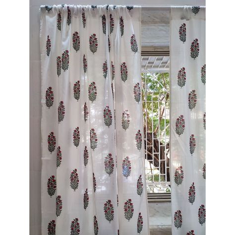 Indian hand block printed curtains/ Bohemian Curtains/ Floral print/ Cotton Sheer curtains/ printed curtains / white curtains/ Window panels Block Print Curtains, Sheer Curtains Bedroom, Tie Dye Curtains, Indigo Curtains, Dye Curtains, Indian Curtains, Curtains Floral, Print Curtains, Bohemian Curtains