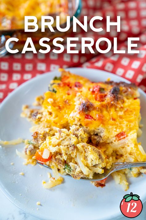 Brunch Casserole | 12 Tomatoes 12 Tomatoes Recipes, Brunch Casserole, Breakfast Casseroles, Breakfast Sausage, Recipes Casserole, 12 Tomatoes, Spicy Pork, Hash Brown, Monterey Jack