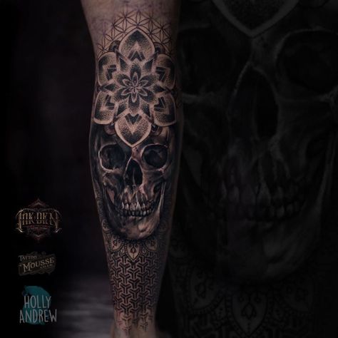 Dot Work Skull Tattoo, Skull Dotwork Tattoo, Geometric Forearm Tattoo, Geometric Tattoo Skull, 108 Tattoo, Geometric Dotwork, Knee Tattoos, Tattoo Trash, Cool Arm Tattoos