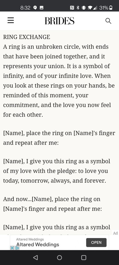 Ring Exchange Script, Ring Exchange Wording, Exchanging Rings, Wedding Script, Ring Exchange, Hand Rings, Modern Wedding, This Moment, Wedding Modern