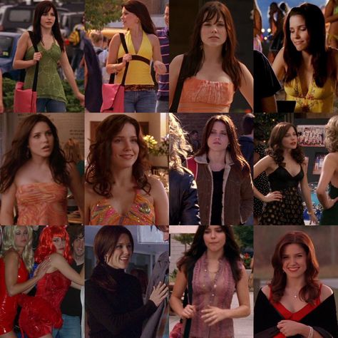 creds to @thechairdiaries on twt Brooke Davis Juicy Couture, One Tree Hill Outfits Brooke Davis, Brook Davis Aesthetic, Brook Davis Outfits, Brooke Davis Outfits Season 1, Brooke Davis Outfits, Movie Fits, Y2k Fits, Film Reel