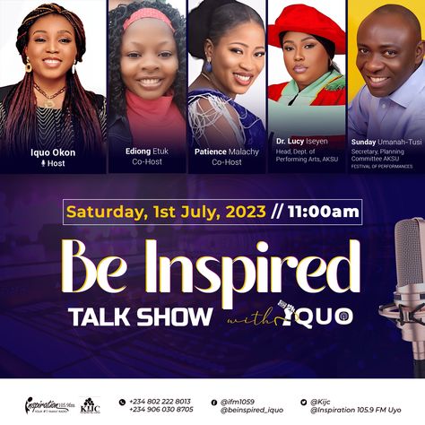 Be Inspired Talk Show ads flyer design Talk Show Flyer Design, Show Flyer Design, Show Flyer, Professional Poster, Ads Banner, Infographic Design Layout, Banner Ads, Design Layout, Infographic Design