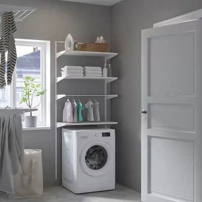 Shelving Units, Bookcases & Pantry Storage - IKEA Ikea Laundry, Interior Ikea, Laundry Cabinets, Laundry Room Closet, Laundry Room Shelves, Laundry Closet, Laundry Decor, Cabinet Shelving, Laundry Mud Room