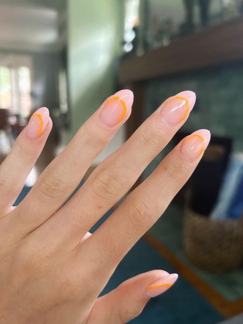 French tip nails
Back to school nails
Cute nails
Aesthetic nails
Orange and pink nails 
Almond nails French Tip Nails With Orange, Light Orange French Tip Nails, Light Pink And Orange Nails, Nails With Orange, Pink French Tip Nails, Pink French Tip, White French Tip, Summery Nails, Orange Line