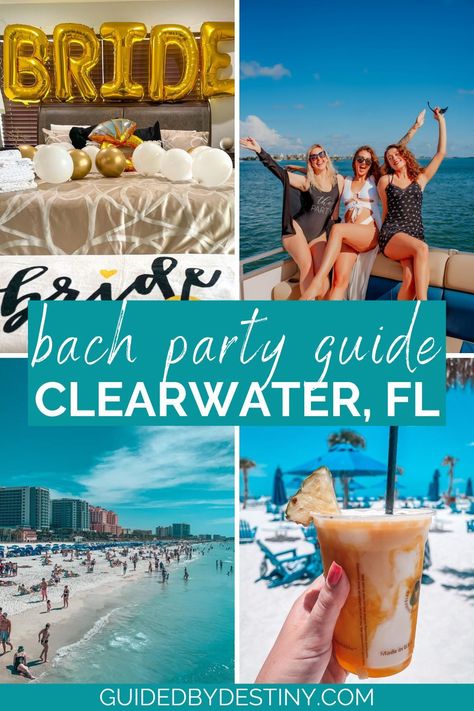 If you're looking for the ultimate Clearwater Beach bachelorette party guide, look no further! This post includes the best things to do in Clearwater Beach, where to stay in Clearwater Beach, fun nightlife in Clearwater Beach, the best restaurants in Clearwater Beach, and more. This guide is also great for girls weekend in Clearwater Beach. This Florida bachelorette location is perfect! Bachelorette Clearwater, Where To Eat In Clearwater Beach, Florida Beach Bachelorette Party, Beach Bachelorette Locations, Clearwater Bachelorette Party, Best Beach Bachelorette Locations, Clearwater Beach Bachelorette Party, Tampa Bachelorette Weekend, Florida Bachelorette Party Destinations