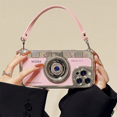 Creative camera suitable for iphone13 14 15 mobile phone case iphone12 handbag iphone fashionable Camera Phone Case, Pink Camera, Creative Iphone Case, White Camera, Vintage Phones, Retro Camera, Camera Phone, Camera Case, Functional Accessories