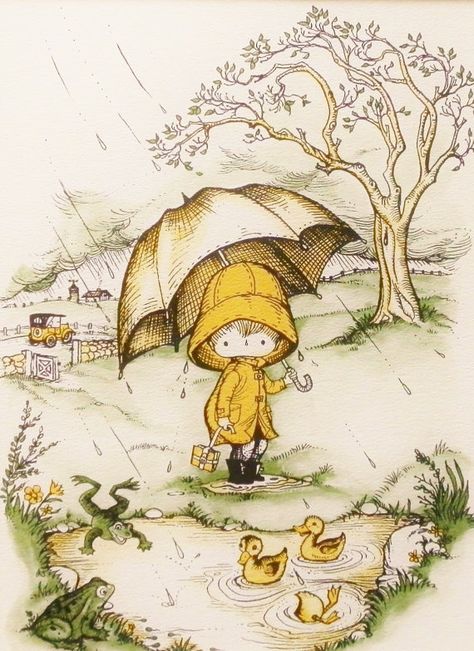 Joan Walsh Anglund, Joan Walsh, Umbrella Art, Childrens Books Illustrations, Walking In The Rain, Love Illustration, Childrens Illustrations, Children's Book Illustration, In The Rain