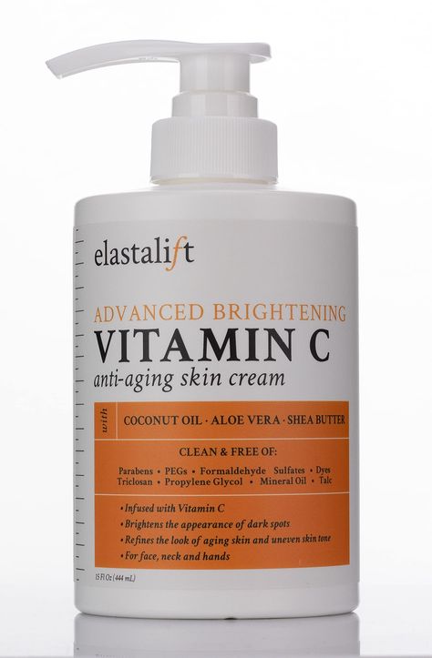 PRICES MAY VARY. Anti-aging Vitamin C cream helps brightens the appearance of age spots, dark spots, & sun damaged skin. Large 15 Fl Oz value-size bottle lasts for months. Rich formula is thick enough to be a body moisturizer but gentle enough to be used as daily facial moisturizer. Can be applied to neck and décolleté, hands, body, & face. This infused Vitamin C Skin Care Cream is also made with Coconut Oil, Aloe Vera, & She Butter, which work together to brighten the appearance of dark spots a Body Brightening, Vitamin C Oil, Dry Oily Skin, Skin Cream Anti Aging, Lotion For Oily Skin, Vitamin C Cream, Anti Aging Vitamins, Brown Spots Removal, Skin Care Lotions