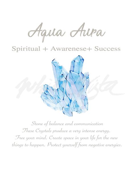 Crystal Print, Painting Spiritual, Aqua Aura Crystal, Feng Shui Guide, Blue Aura Quartz, Healing Rocks, Crystals Print, Spiritual Wall Art, Aqua Aura Quartz