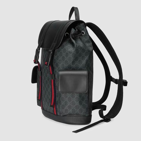 By Gucci Mens Designer Backpacks, Supreme Backpack, Gucci Backpack, Fashionable Bags, Gucci Store, Gucci Gifts, Men's Totes, Medium Backpack, Black Tote