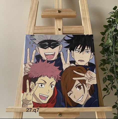 Painting Jujutsu Kaisen Jjk Painting Canvas, Jujutsu Kaisen Painting Canvas, Jujutsu Kaisen Crafts, Jujutsu Kaisen Diy Crafts, Jjk Painting Ideas, Jujutsu Kaisen Painting, Jjk Painting, Simple Anime Painting, Anime Canvas Painting