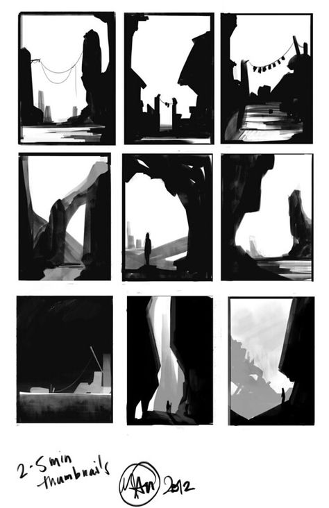 Environmental Art Tutorial, Notan Landscape, Diagonal Composition, Dynamic Perspective, Types Of Composition, Composition Reference, Landscape Concept Art, Concept Art Landscape, Environment Sketch