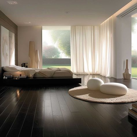 10+ Sophisticated Bedroom Designs with Elegant Dark Wood Floors • 333+ Images • [ArtFacade] Master Bedrooms With Dark Wood Floors, Master Bedrooms Decor Dark Wood Floor, Dark Wood Bedroom Floor, Dark Wood Floors Living Room Decor Ideas, Dark Wooden Floor Bedroom, Dark Brown Floor Bedroom, Bedroom With Dark Wood Floors, Dark Wood Floors Bedroom, Dark Wood Floor Bedroom Ideas