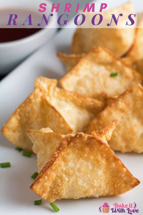 Shrimp Rangoon Recipe, Shrimp Rangoon, Wonton Filling Recipes, Wonton Appetizers, Wonton Wraps, Wonton Wrapper Recipes, Baked Crab, Rangoon Recipe, Shrimp Wonton