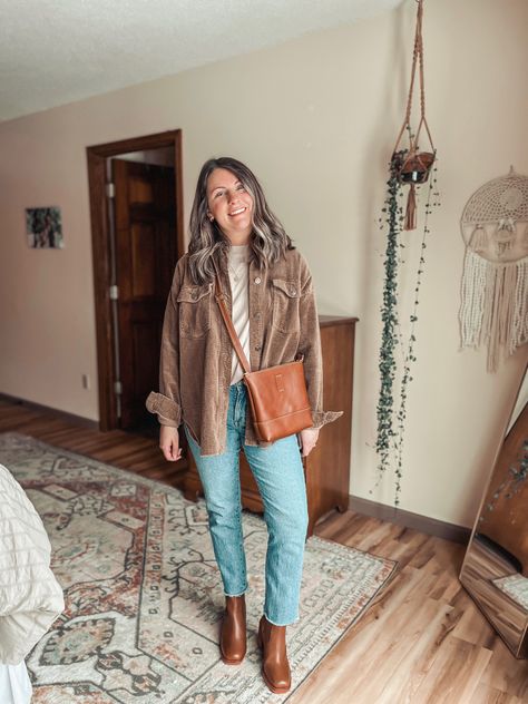 Beige Corduroy Shacket Outfit, Brown Shirt Jacket Outfit, Beige Corduroy Jacket Outfit, Brown Shacket Outfit, Corduroy Shacket Outfit, Brown Heeled Boots Outfit, Shaket Jacket Outfit, Heeled Boots Outfit, Boots Outfit Brown