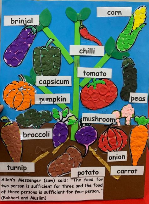 Vegetables poster by teacher Nuna Vegetables Poster, Kids Craft Work, Vegetable Poster, Mushroom Broccoli, School Science Projects, Vegetable Art, English Activities For Kids, English Activities, Diy Crafts For Kids Easy