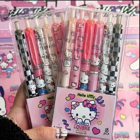 Hello Kitty Kuromi, Gel Pens Set, Fine Writing Instruments, Hello Kit, Hello Kitty Cartoon, Cute Pens, Writing Pens, Pen Refills, Rollerball Pen