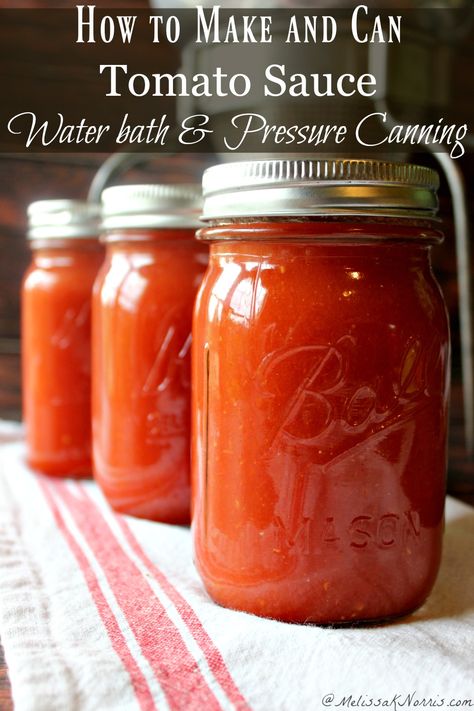 Canned Spaghetti Sauce, Pressure Canning Recipes, Home Canning Recipes, Canning Vegetables, Canning Food Preservation, Canned Food Storage, Canning Tips, Tomato Sauce Recipe, Homemade Tomato Sauce